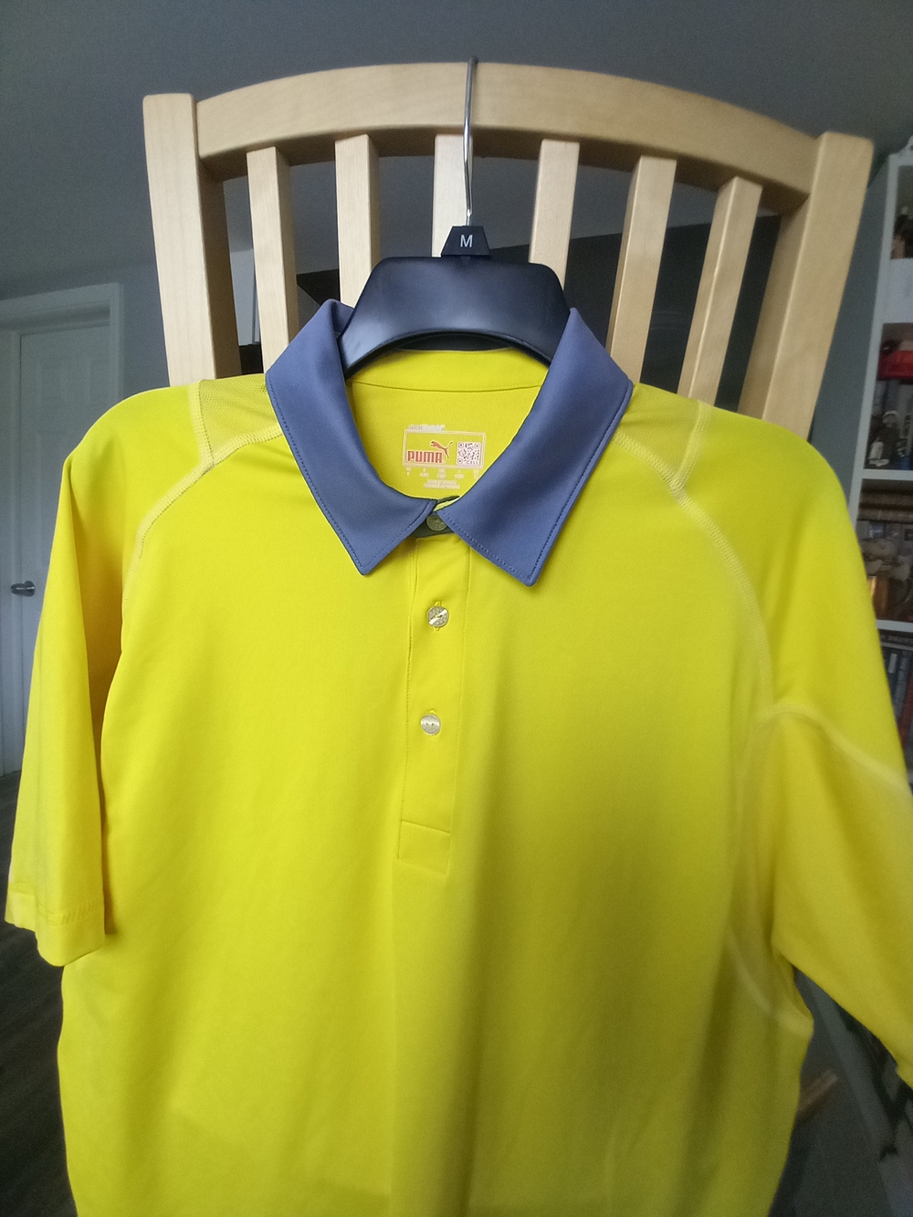 Puma Men's Bright Yellow Polo with Contrast Gray Collar